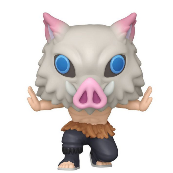 Figurine Funko POP Inosuke Hashibira de Demon Slayer, en vinyle, hauteur 9 cm, présentée dans sa boîte vitrine exclusive.