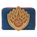 Vue avant du portefeuille Loungefly Guardians of the Galaxy 3 avec logo Ravager Badge en cuir vegan.