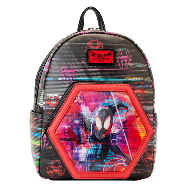 Sac à dos Loungefly Spiderman Across the Spider-Verse vue avant avec détails lenticulaires et couleurs vives