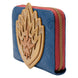 Détail de la fermeture zippée en métal couleur laiton antique du portefeuille Ravager Badge Loungefly.