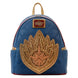 Vue de côté du sac à dos Ravager Badge avec fermetures en métal couleur laiton antique