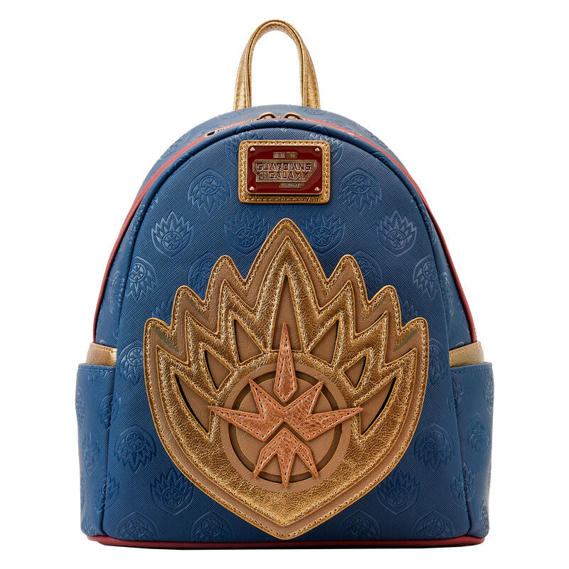 Vue de côté du sac à dos Ravager Badge avec fermetures en métal couleur laiton antique