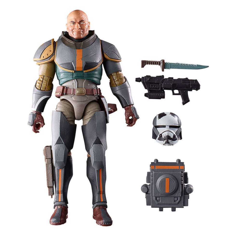 Figurine Wrecker de Star Wars The Bad Batch posée sur un support neutre, vue de dos