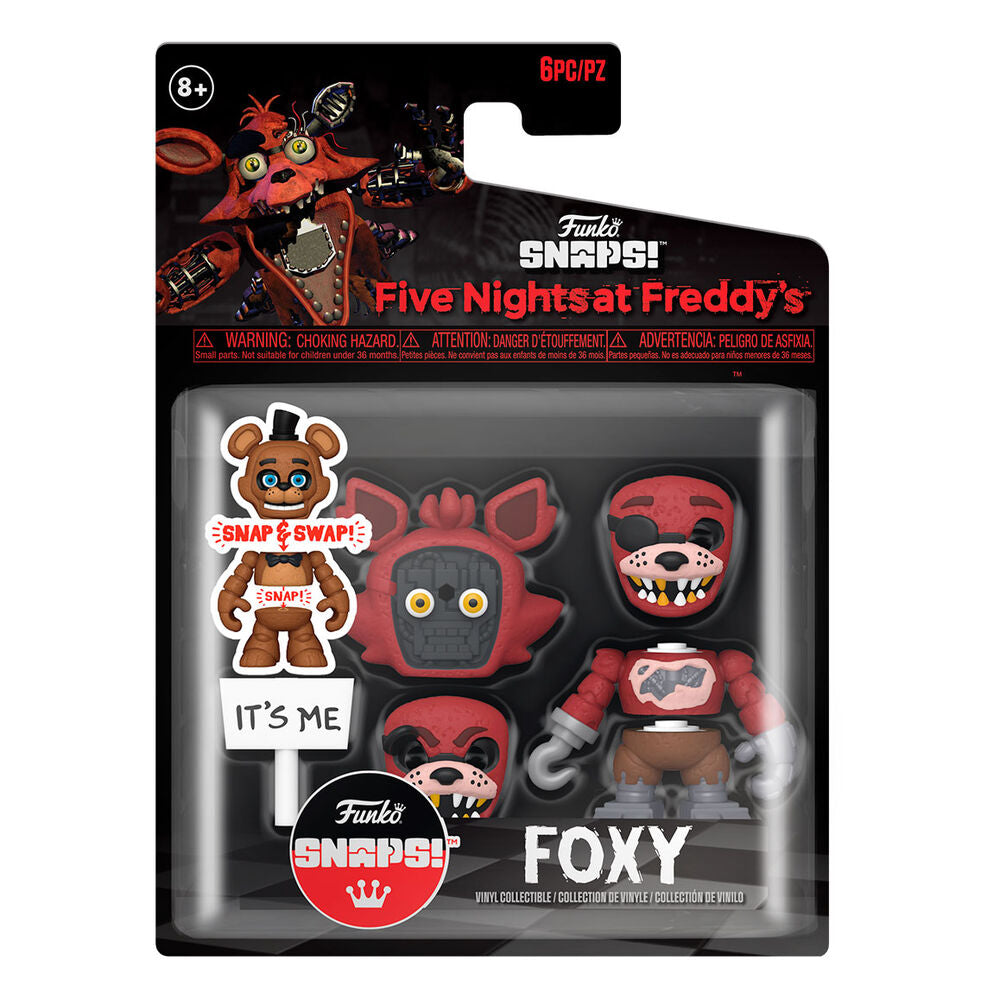Vue rapprochée de la figurine Foxy Funko Snaps! exposée sur un fond neutre, mettant en valeur ses textures et finitions