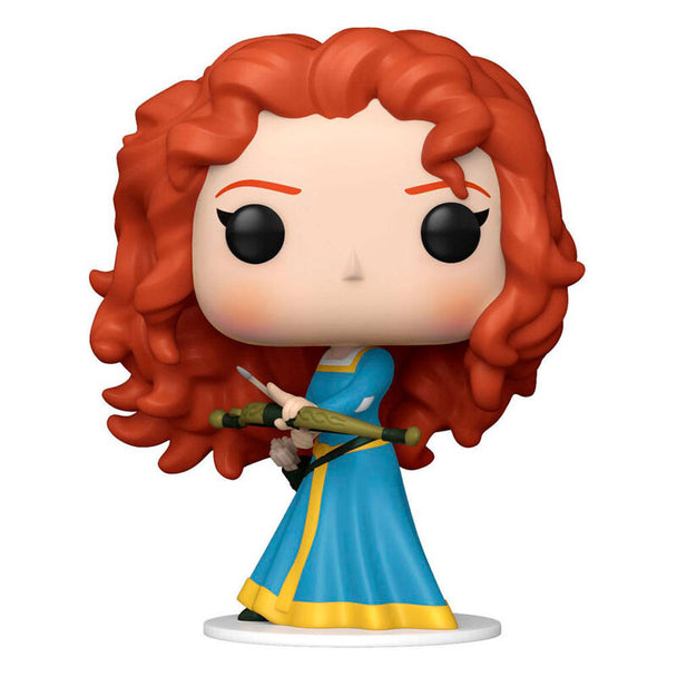 Vue rapprochée de la figurine Funko POP Merida avec ses détails soignés et sa boîte collector