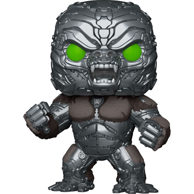 Détail de la figurine Funko POP Optimus Primal en vinyl avec couleurs vives et design soigné sur fond blanc.
