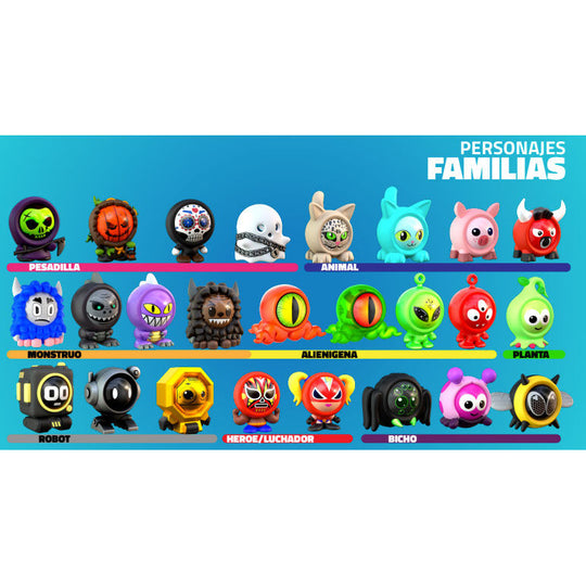 Set complet de 3 billes Freak Marbles présenté dans leur emballage original WORLD ALIVE