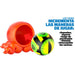 Plusieurs billes Freak Marbles colorées alignées sur une surface blanche
