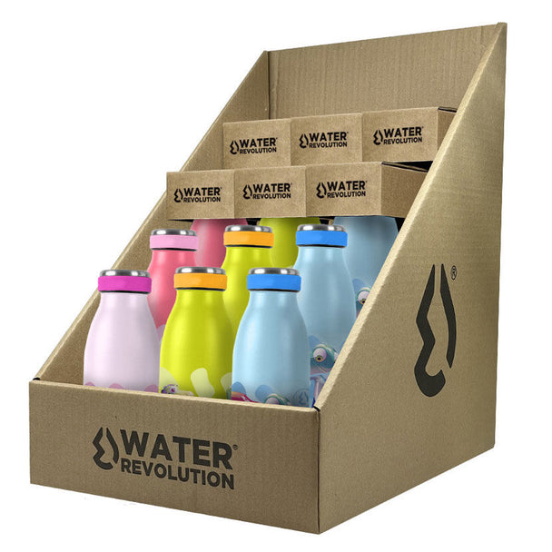 Bouteille isotherme Water Revolution 350ml en acier inoxydable vue de face avec couvercle fermé