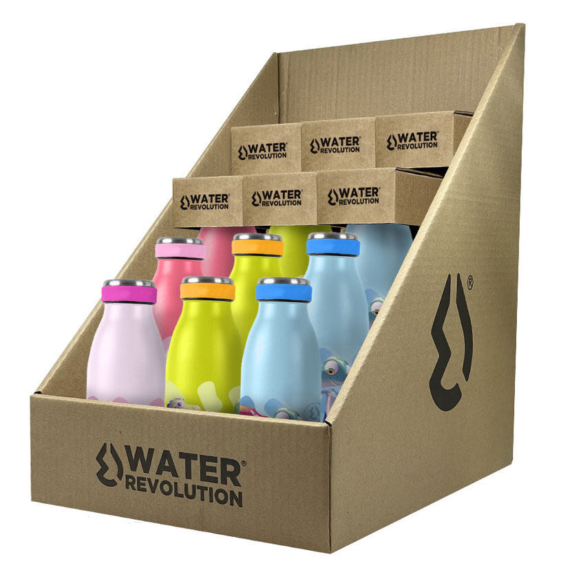 Bouteille isotherme Water Revolution 350ml en acier inoxydable vue de face avec couvercle fermé