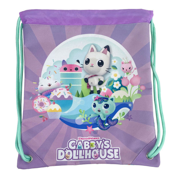 Sac à dos Gabbys Dollhouse pour enfants avec renforts aux coins, idéal pour crèche, plage et école.