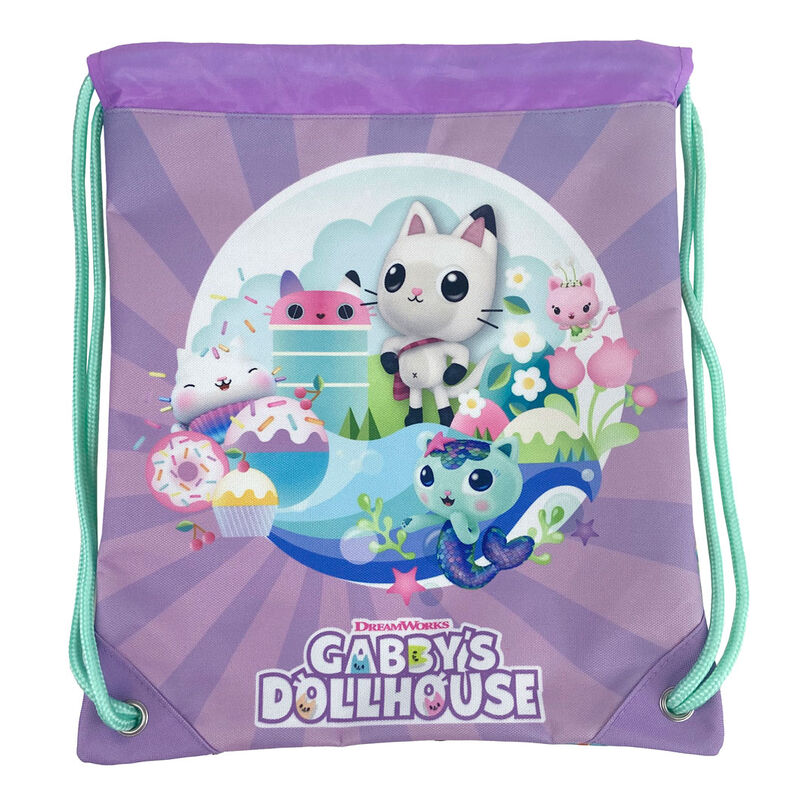 Sac à dos Gabbys Dollhouse pour enfants avec renforts aux coins, idéal pour crèche, plage et école.