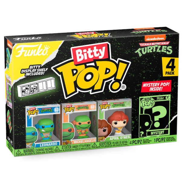 Blister de 4 figurines Bitty POP Teenage Mutant Ninja Turtles Leonardo avec boîtiers en acrylique rigide