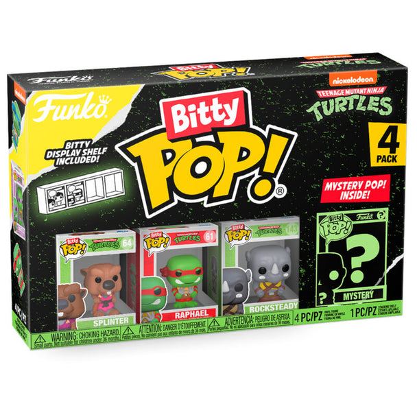Blister de 4 figurines Bitty POP Teenage Mutant Ninja Turtles avec Splinter en boîtiers acryliques rigides