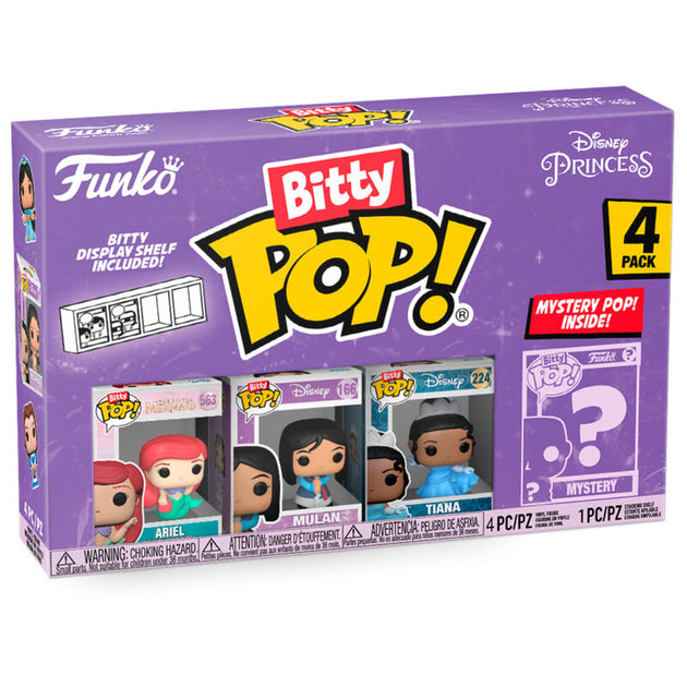 Blister de 4 figurines Bitty POP Disney Princesse Ariel FUNKO avec boîtier acrylique transparent