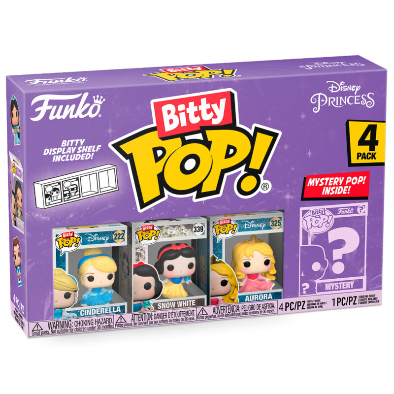 Blister de 4 figurines Bitty POP Disney Princess Cendrillon avec étui acrylique rigide et socle détachable