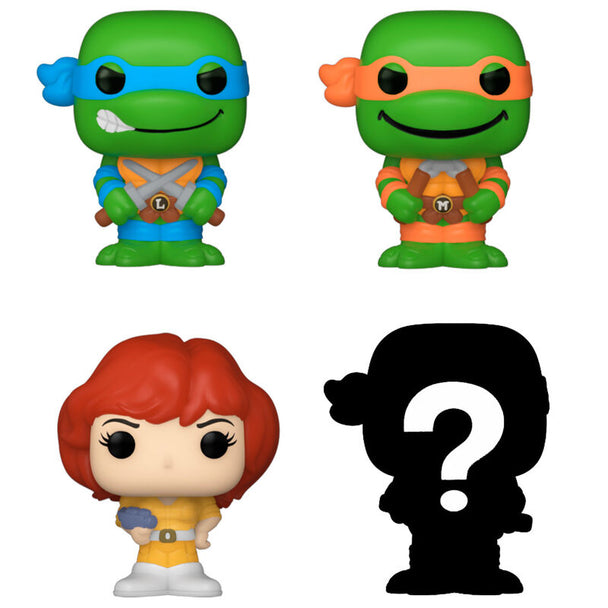 Zoom sur la figurine Bitty POP Leonardo des Tortues Ninja avec base acrylique détachable