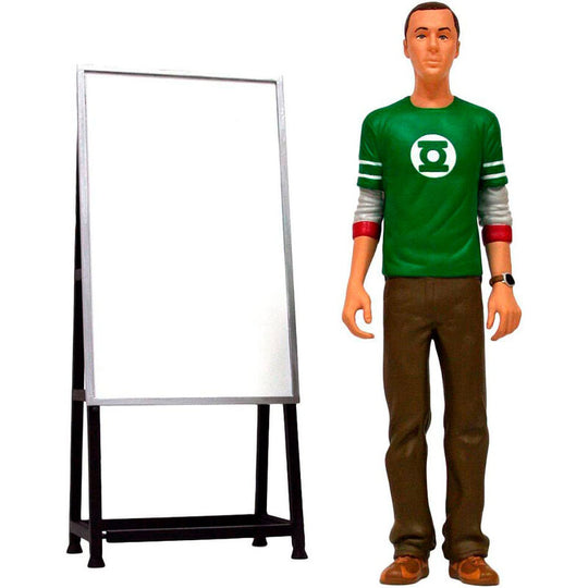 Figurine Sheldon Cooper 18cm en PVC de face, détail du visage et tenue