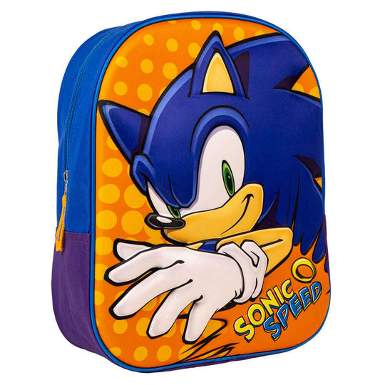 Détail du sac à dos Sonic The Hedgehog 3D montrant la texture en polyester et EVA résistante