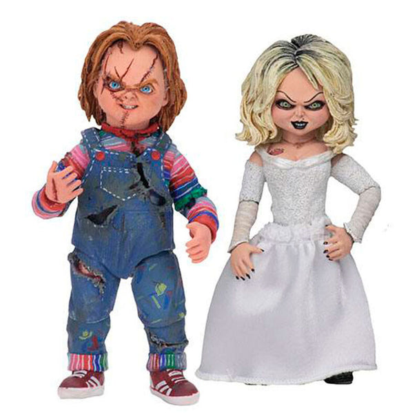 Figurine NECA Bride of Chucky Tiffany & Chucky 10cm en position debout avec accessoires visibles