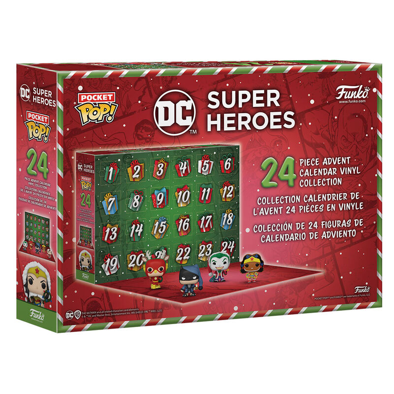 Collection complète des 24 figurines POP Pocket DC Comics incluses dans le calendrier