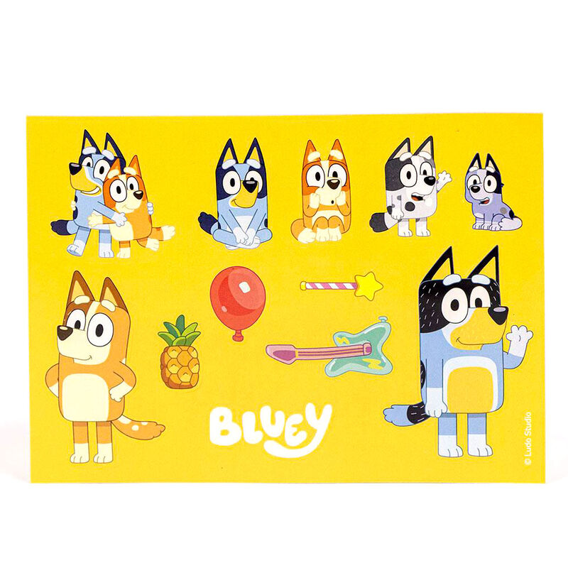 Photo du set de papeterie Bluey CERDÁ ouvert montrant tous les éléments