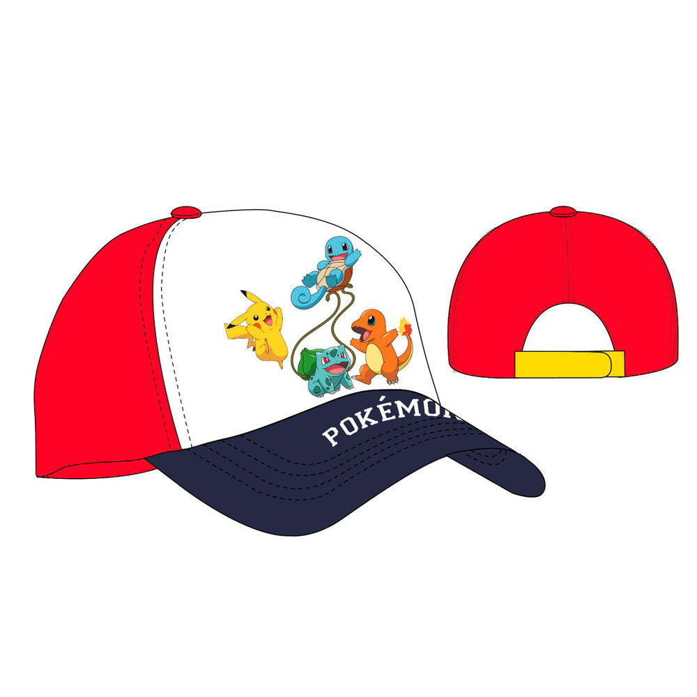 Tasse Pokémon officielle NINTENDO en coton blanc avec logo coloré, taille 52-54, idéale pour les fans.
