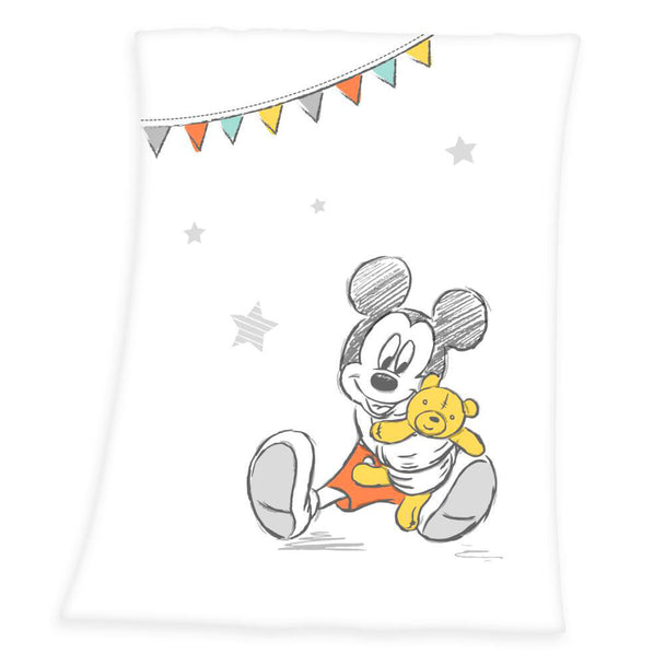 Couverture douce Disney Mickey de dimension 100x75cm, idéale pour enfants et décorative pour chambre d'enfant.