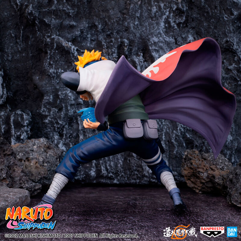 Présentation complète de la figurine 12 cm Minato sur socle Banpresto avec éclairage studio