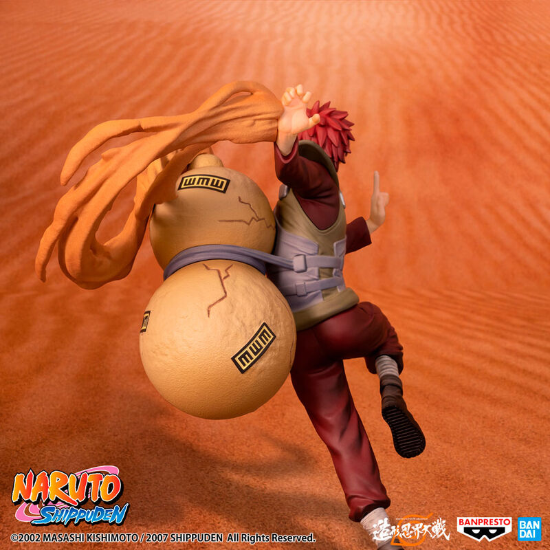 Zoom sur le visage expressif de la figurine Gaara Naruto Shippuden Banpresto 12 cm