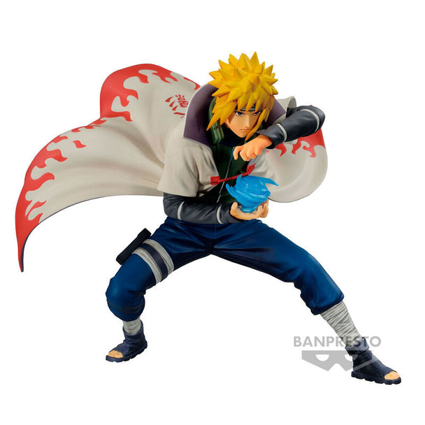 Détail rapproché de la tête et du visage de la figurine Minato avec expression déterminée