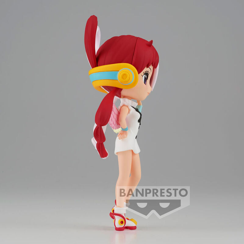 Vue rapprochée sur le visage de la figurine Uta Q Posket, mettant en avant ses yeux et coiffure caractéristiques