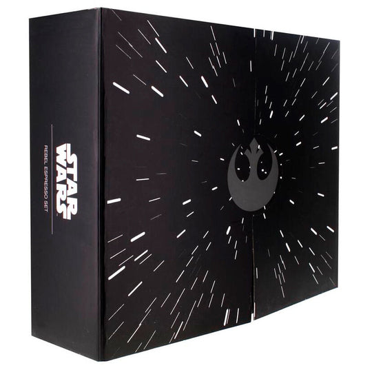Présentation du set espresso Star Wars Rebel prêt à offrir, idéal pour fans et collectionneurs