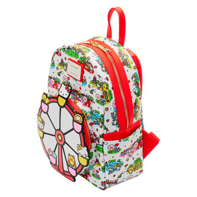 Sac à dos Loungefly Hello Kitty 26cm vu de face avec design coloré et logo emblématique