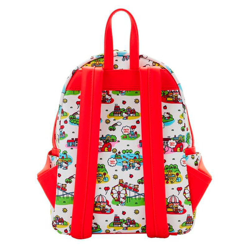 Vue latérale du sac à dos Hello Kitty Loungefly montrant les détails des bretelles réglables