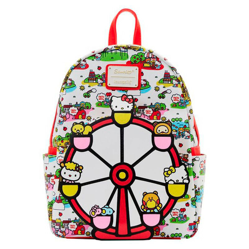 Sac à dos Hello Kitty Loungefly porté par un modèle, illustrant son style et sa taille compacte