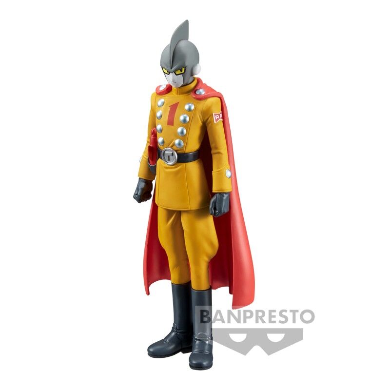 Figurine BANPRESTO Dragon Ball Super Gamma 1 en position dynamique sur socle, hauteur 17 cm