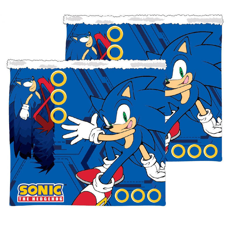 Snood enfant Sonic the Hedgehog en Sherpa bleu avec logo SEGA visible, présenté sur fond blanc.