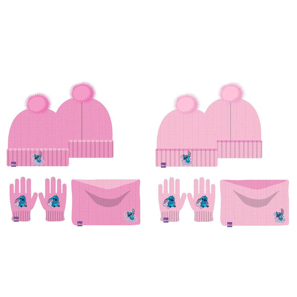 Ensemble hiver pour enfants Disney Stitch comprenant un snood, un bonnet et des gants colorés et confortables.
