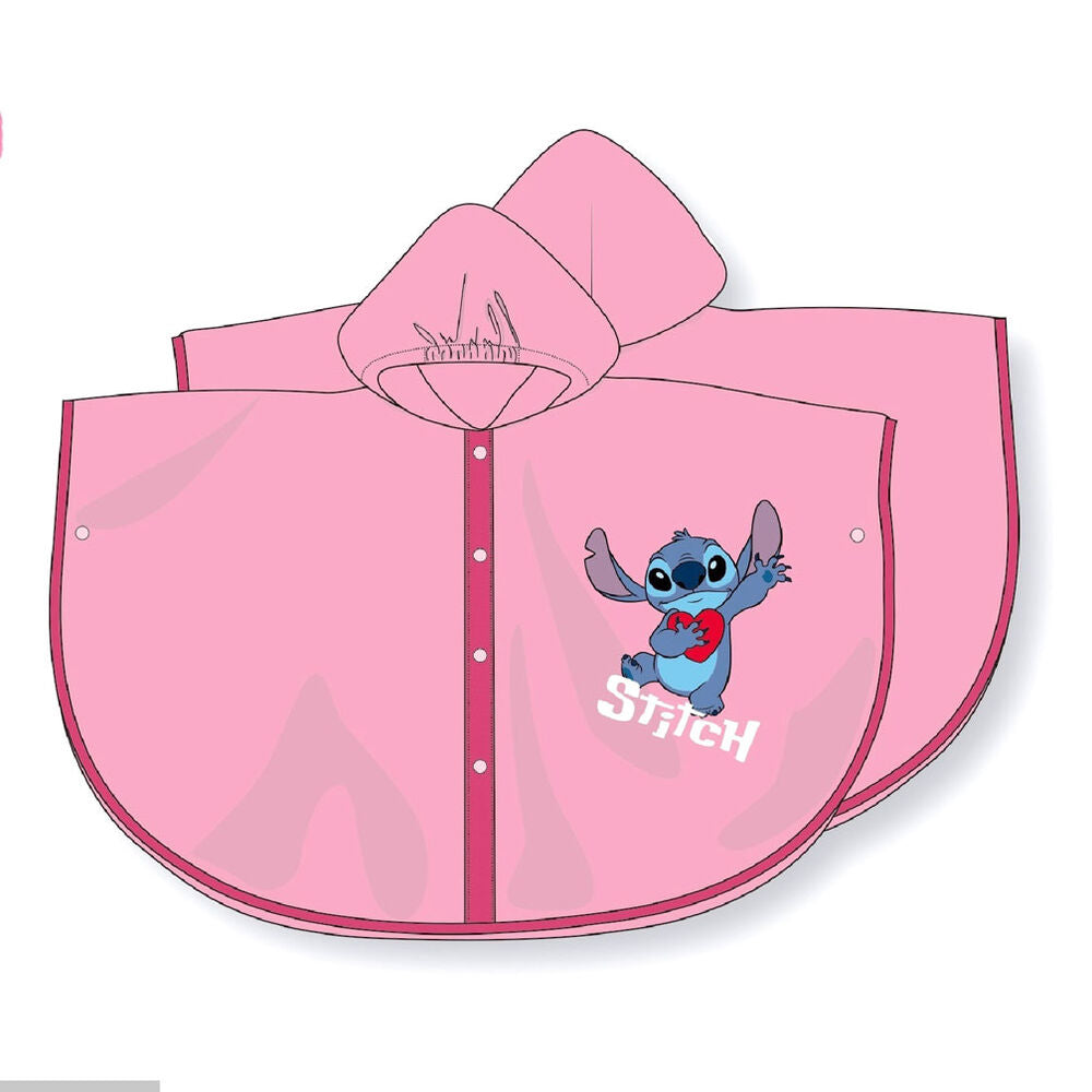 Imperméable enfant Disney Stitch coloré avec capuche, idéal pour la pluie et disponible en plusieurs tailles.