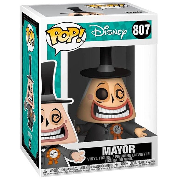Vue rapprochée de la figurine Mayor avec son visage bicolore et son expression caractéristique, en vinyle de 9 cm