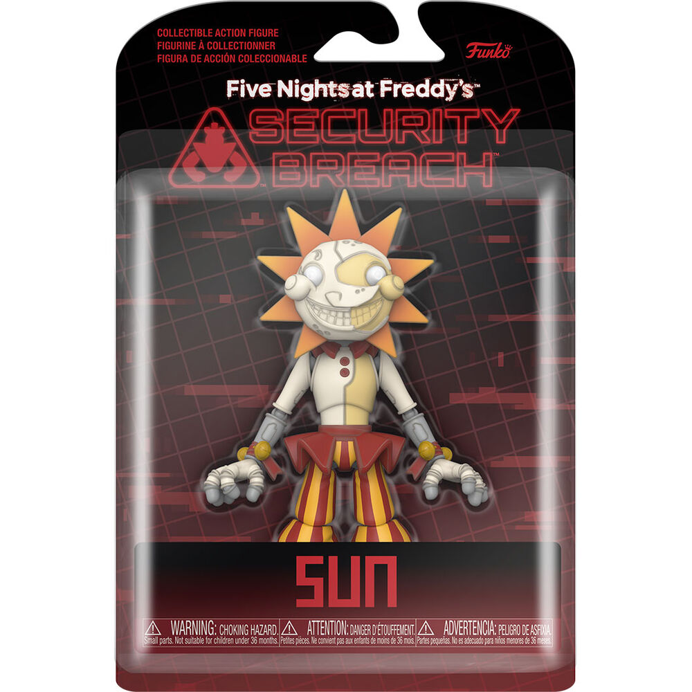 Figurine Funko Five Nights at Freddy's Sun en pose dynamique montrant les couleurs et finitions