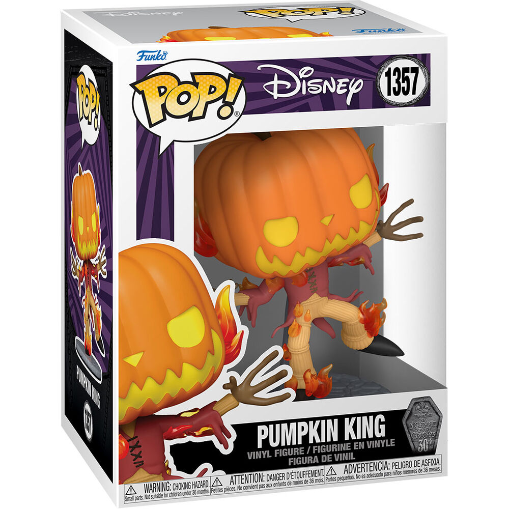 Figurine Funko POP Pumpkin King 9 cm en vinyle avec détails précis du visage et costume orange.