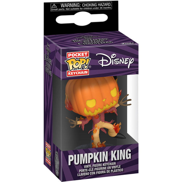 Porte-clés Funko Pocket POP représentant Pumpkin King de Nightmare Before Christmas, édition 30e anniversaire, vue de face détaillée