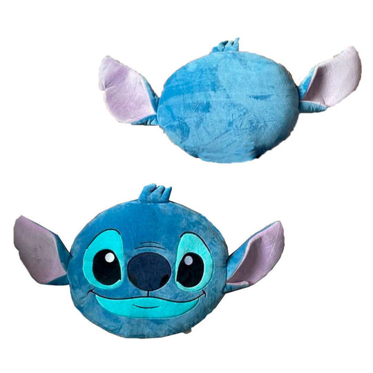 Coussin Disney Stitch en microfibre 3D de couleur bleue avec dimensions 35x40 cm, parfait pour décoration intérieure.