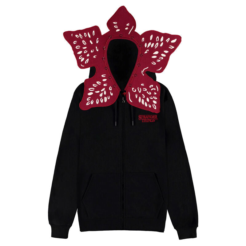Vue avant du sweat à capuche Stranger Things Demogorgon DIFUZED avec imprimé détaillé du monstre emblématique