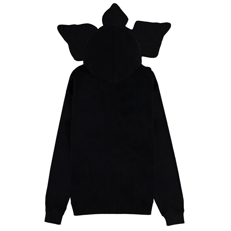 Détail du tissu et de l'impression du sweat à capuche Demogorgon, soulignant la qualité et le design officiel