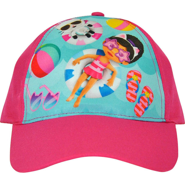 Détail du tissu polyester coloré de la casquette Gabbys Dollhouse