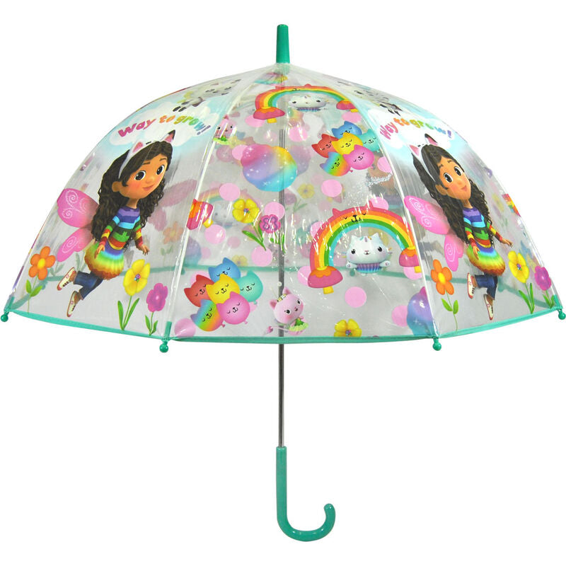 Parapluie manuel Gabbys Dollhouse KIDS LICENSING fermé, posé sur un fond blanc