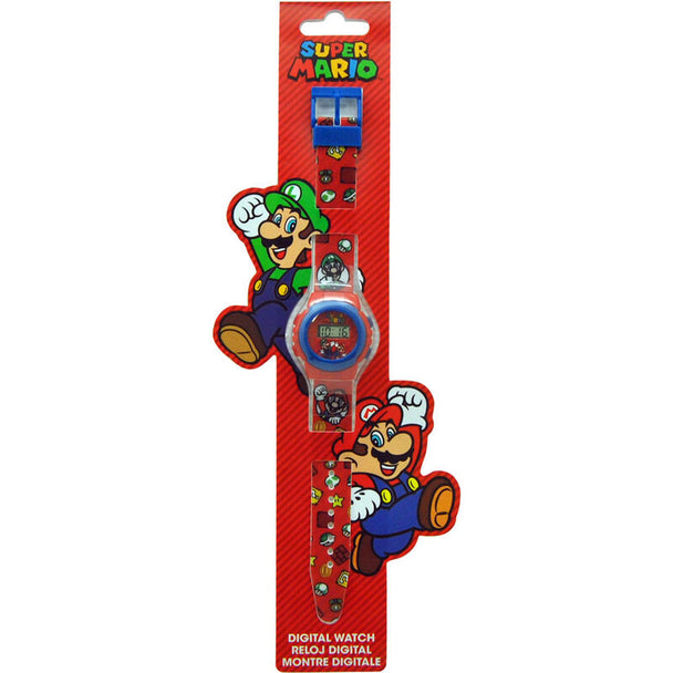 Montre digitale Super Mario Bros officielle Nintendo vue de face avec écran digital et design rétro